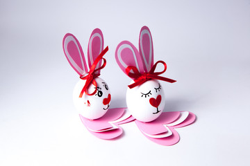 Funny easter eggs boy and girl