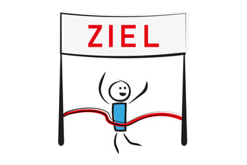 Mann erreicht das Ziel