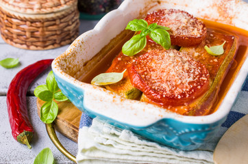 Baked slices of vegetables