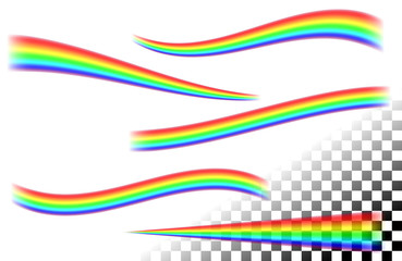 Rainbows curved lines on white tansparent