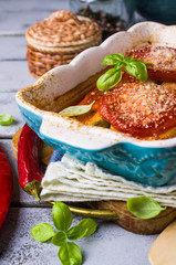 Baked slices of vegetables