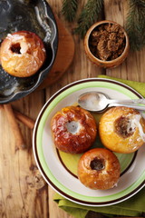 Baked apples, top view