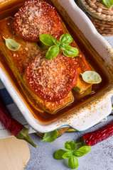 Baked slices of vegetables