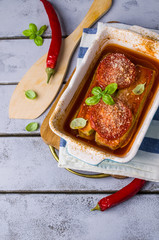 Baked slices of vegetables