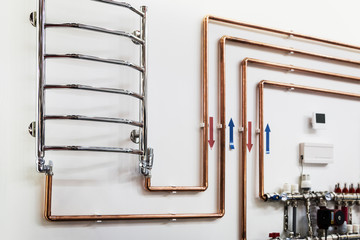 heating system is a scheme executed by an example on a wall. Modern heating system apartments, houses, premises