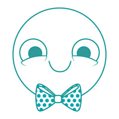 emoticon with bowntie kawaii character vector illustration design