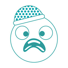 emoticon with hat kawaii character vector illustration design