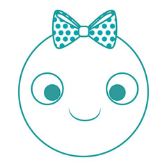 female emoticon with bown kawaii character vector illustration design