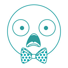 emoticon with bowntie kawaii character vector illustration design