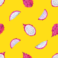 Seamless Tropical pattern of exotic fruit. Hand drawn food design