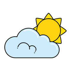 cloud weather with sun vector illustration design
