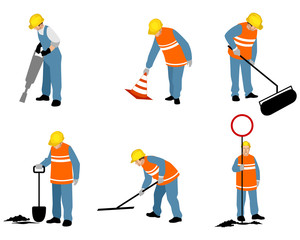 Obraz premium Six road workers