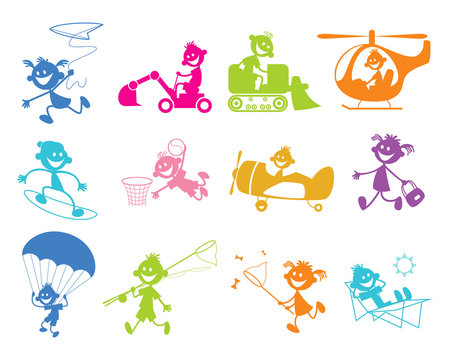 Set of playing children