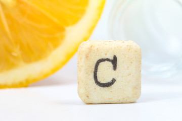 Lemon and vitamin c pill, flu prevention