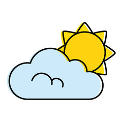 cloud weather with sun vector illustration design