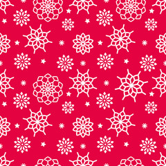 Naklejka na ściany i meble vector seamless snowflake pattern, red and white color