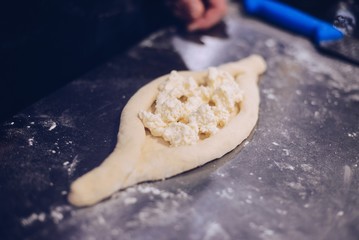 Raw traditional khachapuri