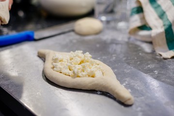 Raw traditional khachapuri