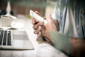 Senior business man working in office.