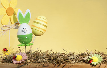 Decorative easter decorations on a stick, Happy Easter