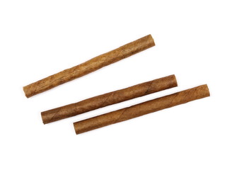 Cigarillos isolated on white background, top view