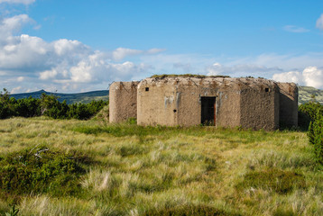 Fototapeta na wymiar Krkonose Mountain Harrachova louka, Karkonosze above Spindleruv Mlyn, Bunkers in the mountains