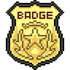 Obraz premium vector pixel art gold badge
