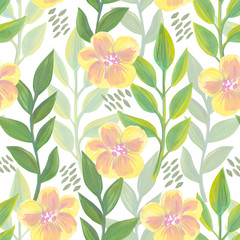 Bright floral seamless design with yellow flowers