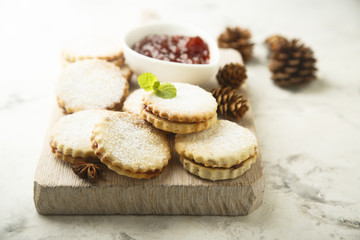 Jam filled sandwich cookies