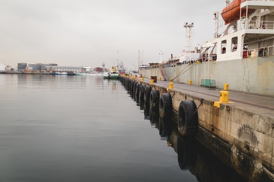  Cargo ships moored in the dockyards