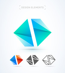 Vector abstract logo elements. Material design, flat, line art icons