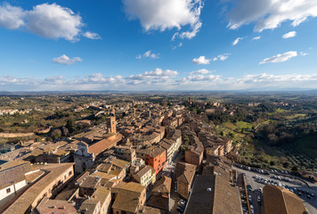 Fototapeta na wymiar Aerial view of Siena from the Torre del Mangia (Tower of Mangia). Tuscany, Italy