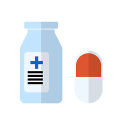 Fototapeta premium Icon Tablet and Bottle on white. Vector illustration