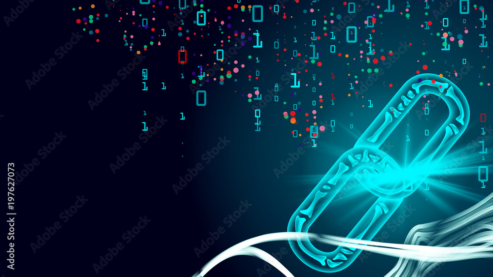Aufkleber blockchain vector. e-commerce business management. blockchain hyperlink symbol. technology backgroun