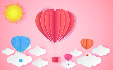 Naklejka premium Card Valentine's day balloon heart love Invitation on vector abstract background