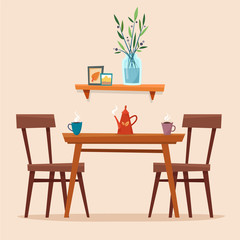 Dining table in kitchen with chairs