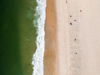 Fototapeta na wymiar Aerial drone Leblon beach view, Rio de Janeiro