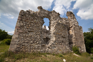 Ruins of the castle of the Knights Templar order (XIV century) Serednie village, Transcarpathian region