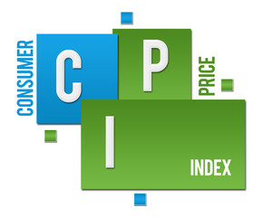 CPI - Consumer Price Index Green Blue Squares Text 
