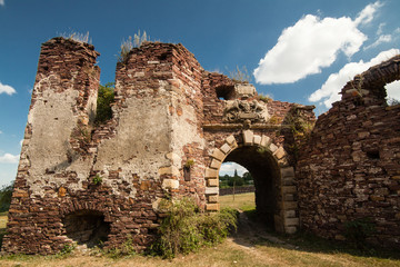 Fototapeta na wymiar Gate of castle ruins in Pidzamochok, Ternopil region,Ukraine