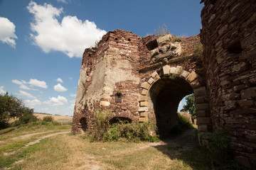 Gate of castle ruins in Pidzamochok, Ternopil region,Ukraine