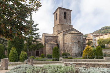 Fototapeta na wymiar Monastery of Santa Maria, romanesque style, L Estany,moianes region comarca, province Barcelona,Catalonia.