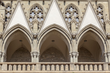 Naklejka premium Cathedral or La Seu, Collegiate Basilica of Santa Maria,gothic style, detail facade, Manresa,province Barcelona,Catalonia.