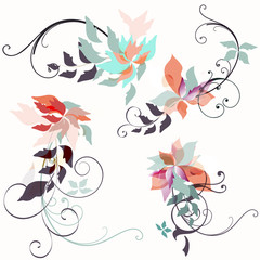 Collection of vector floral elements for design