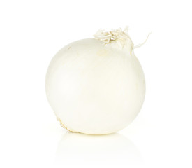 Obraz na płótnie Canvas White onion one shiny pearl isolated on white background.