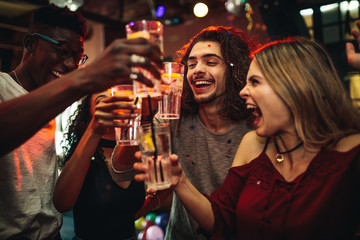 Group of friend having fun at the nightclub - Powered by Adobe
