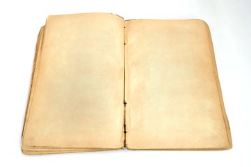 old open book on white background