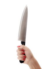 woman hand with big knife