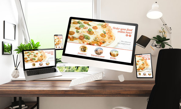 floating stuff at home order food online responsive website