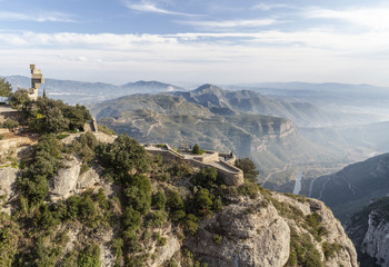 Fototapeta na wymiar Landscape, mountain, Montserrat mountain,nature, religious and cultural destination, province Barcelona, Catalonia, Spain.